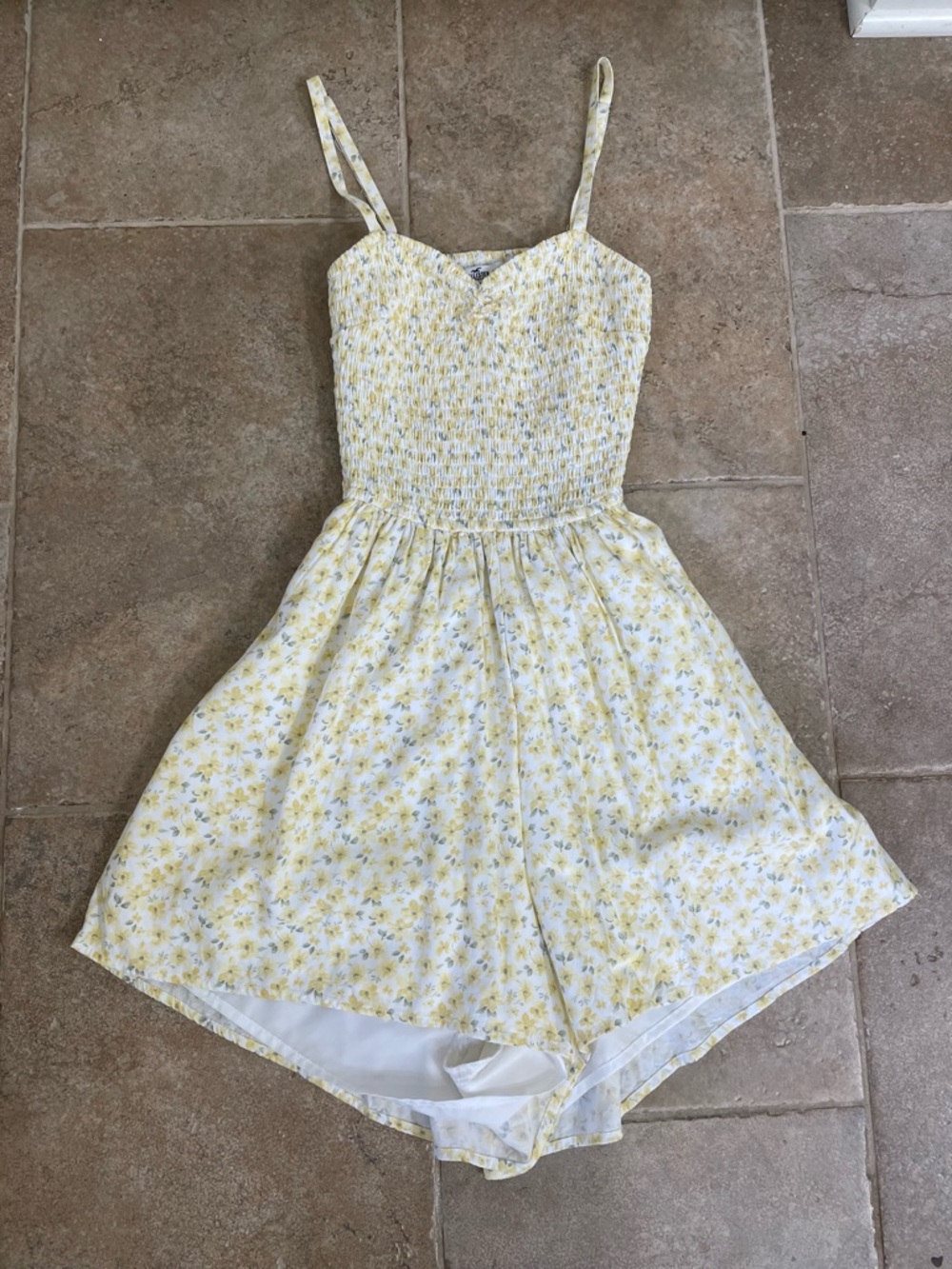 Hollister Yellow Floral Smocked Romper
